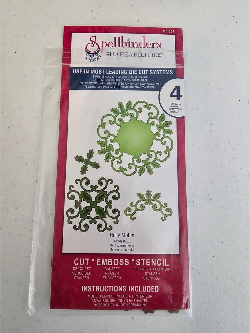 Spellbinders Shapeabilities Steel Craft Die Set Holly Motifs Christmas